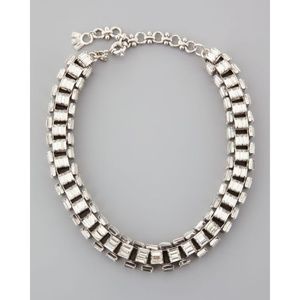 Lee Angel Neiman Marcus Crystal Box Link Collar Baguette Chain Necklace NWT 498